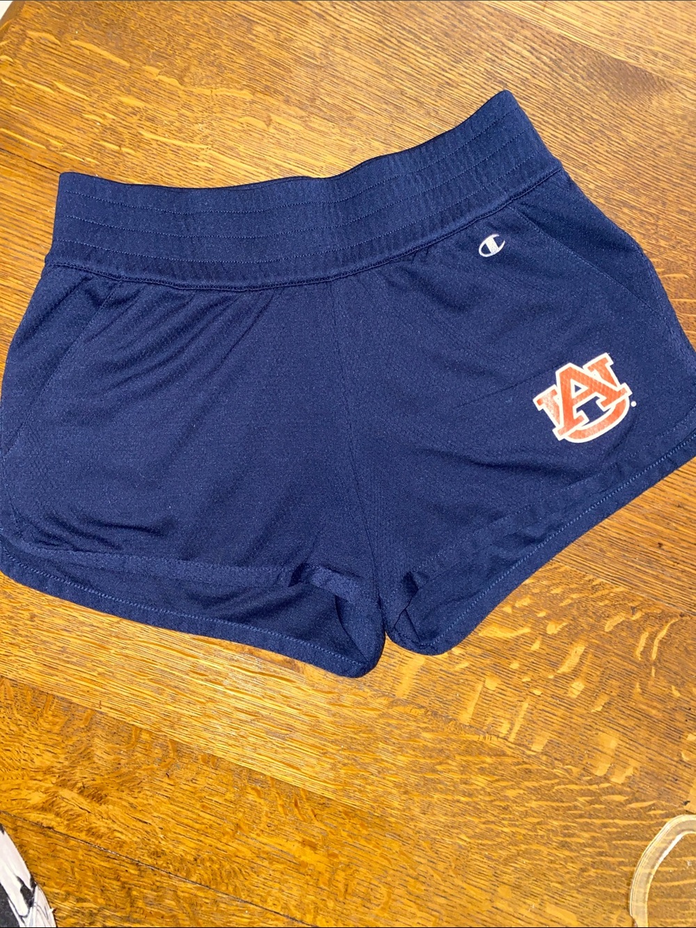 Champion Women's Navy Athletic Shorts with Auburn Logo